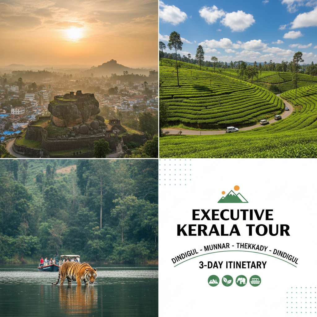 2N/3D Executive Kerala Tour: Dindigul – Munnar – Thekkady – Dindigul