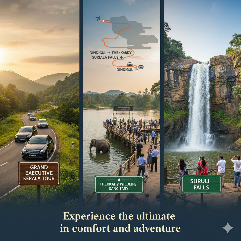 2N/3D Grand Executive Kerala Tour: Dindigul – Thekkady – Suruli Falls – Dindigul