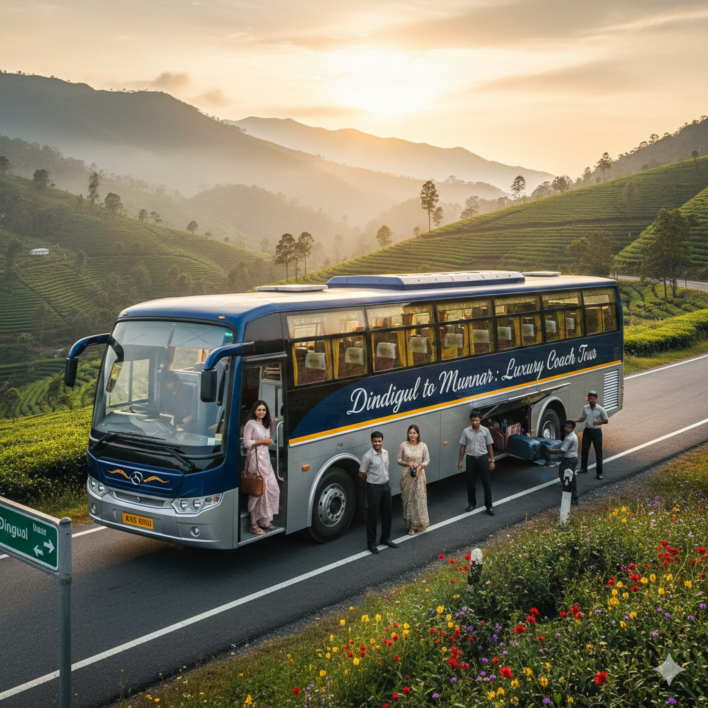 Dindigul to Munnar: 40-Seater Luxury Coach Tour (2 Nights / 3 Days)