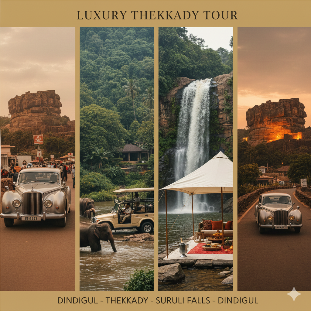 2N/3D Luxury Thekkady Tour: Dindigul – Thekkady – Suruli Falls – Dindigul