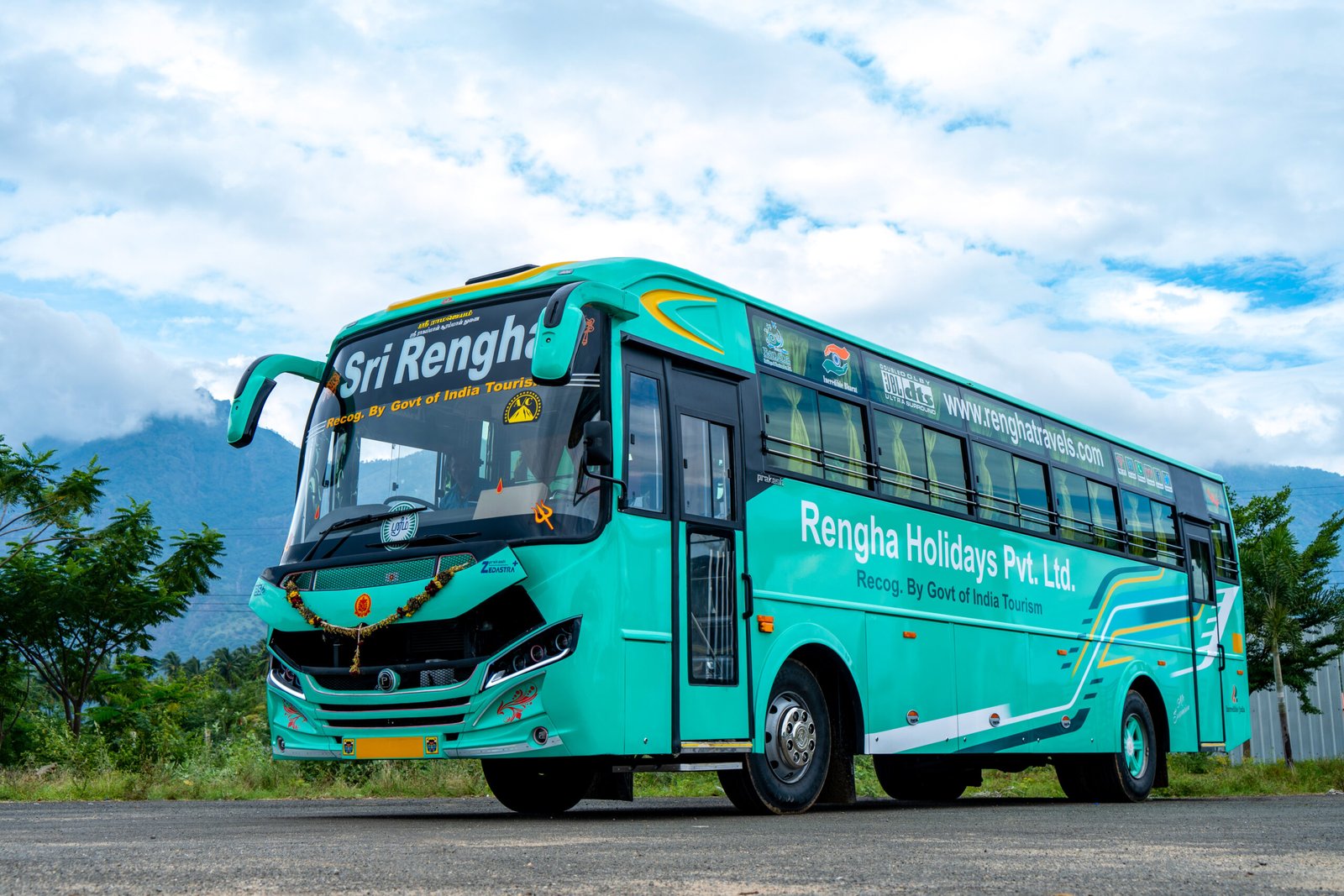 Make Your Wedding Grand: 45 Seater Luxury Volvo AC Bus Rental for Marriage Functions in Theni – Rengha Travels