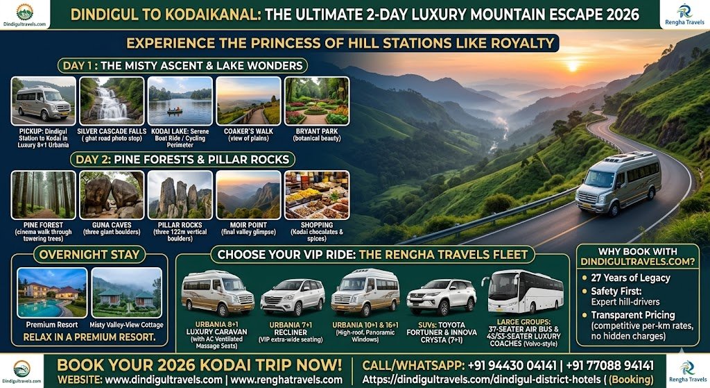 Dindigul to Kodaikanal 2 Day VIP Package Experience the Jet Class Lifestyle