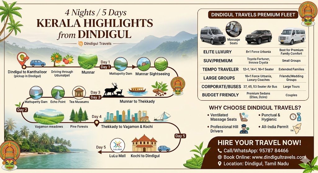 4 Nights 5 Days Kerala Highlights Munnar Thekkady Vagamon Kanthalloor  Kochi