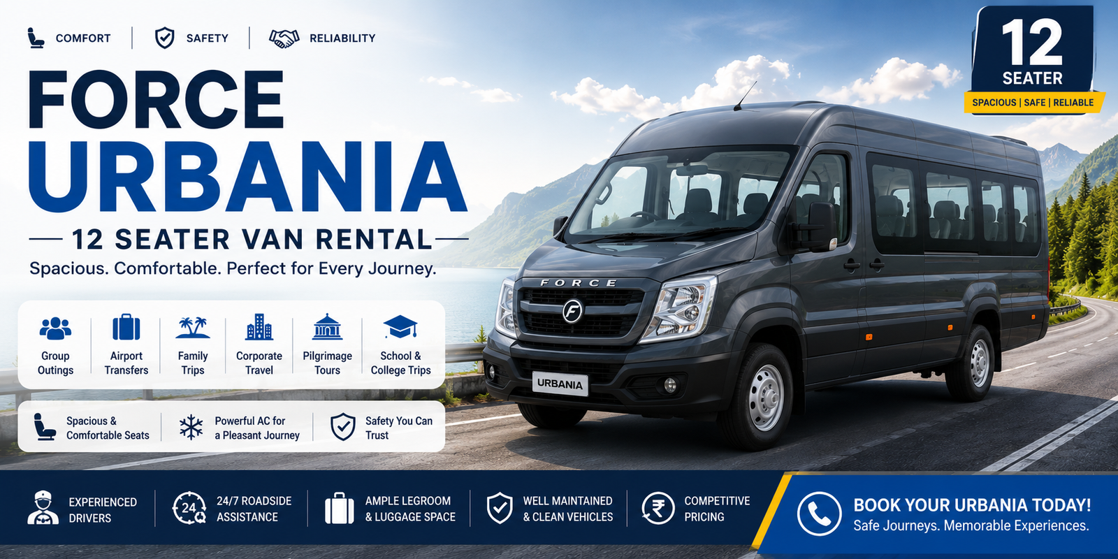 12 Seater Urbania Rental in Dindigul - Compact Luxury Van