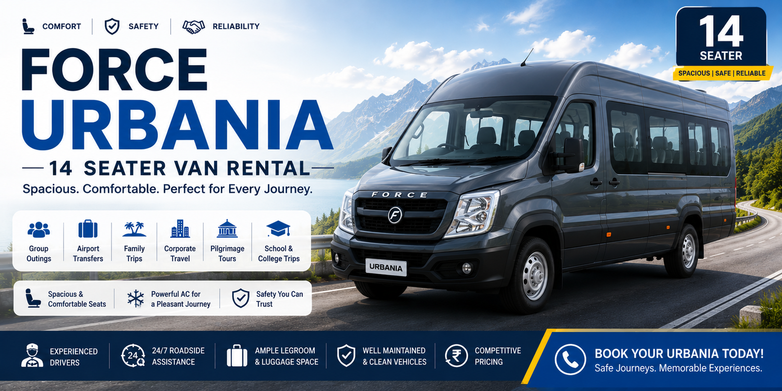14 Seater Urbania Rental in Dindigul - Ideal Size Luxury Van