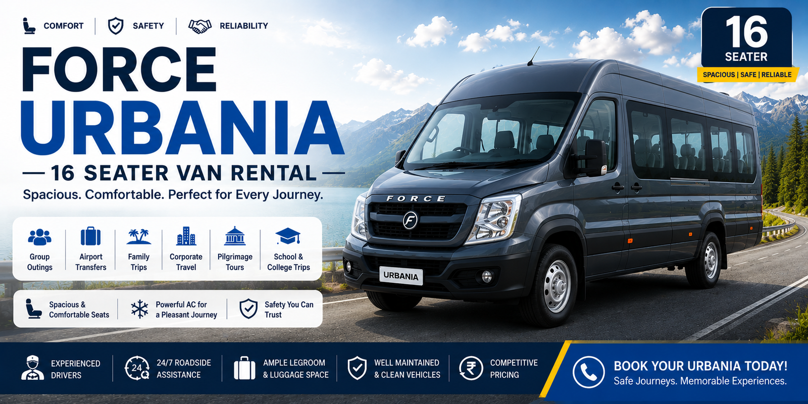16 Seater Urbania Rental in Dindigul - Full Capacity Luxury Van