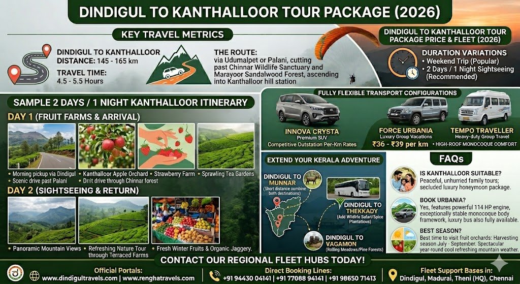 Dindigul to Kanthalloor Tour Package 2026