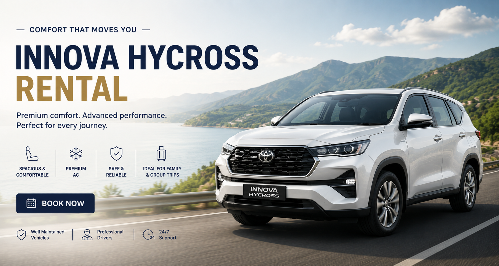 Next-Generation Hybrid Innova Hycross Rental in Dindigul with Panoramic Sunroof