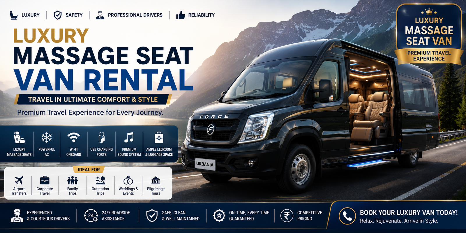 Luxury Massage Seat Van Rental in Dindigul - Ultimate Therapeutic Comfort Travel