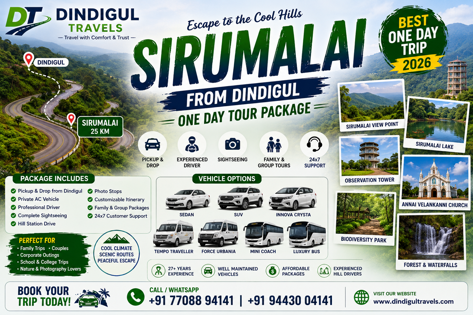 Dindigul to Sirumalai Tour Package – A Refreshing Hill Escape dindigultravels