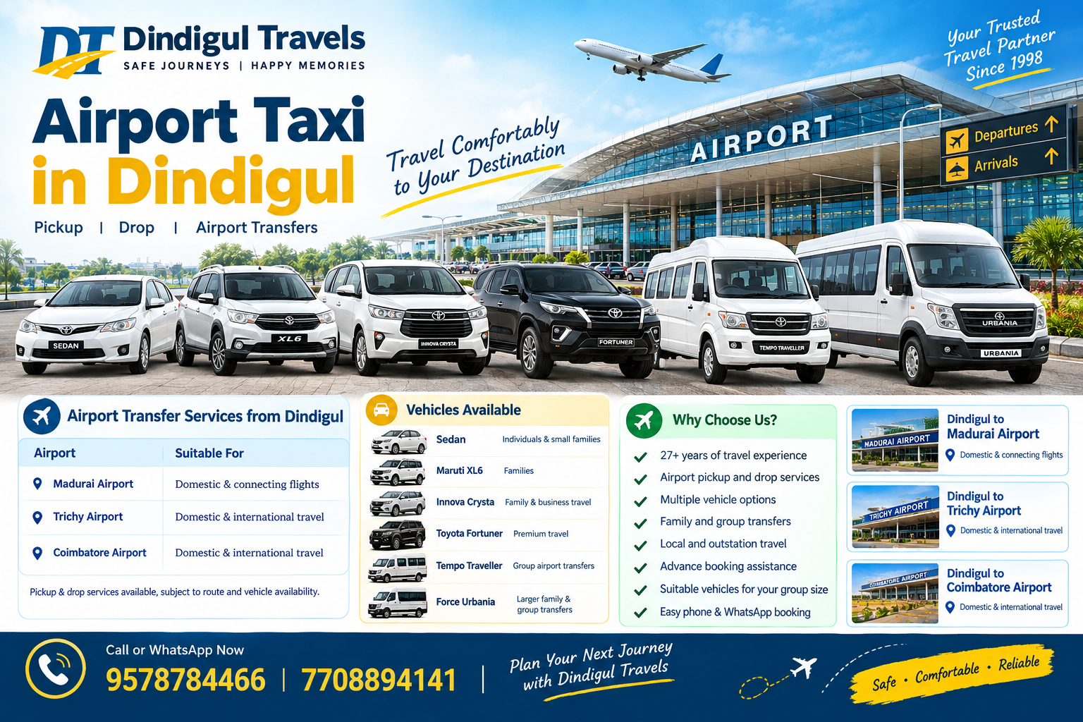 Airport Taxi in Dindigul | Pickup & Drop Service
