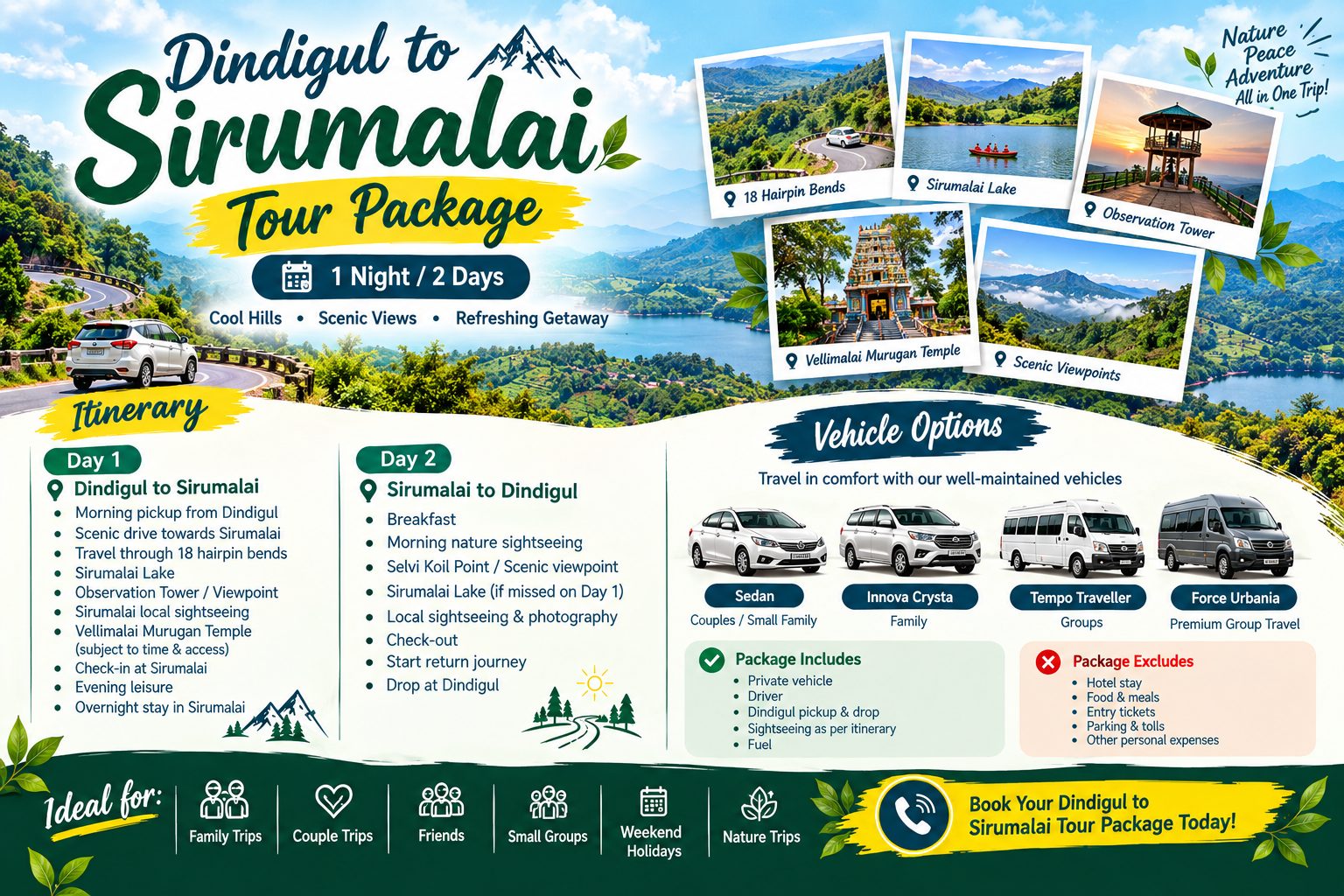 dindigul-to-sirumalai-tour-package